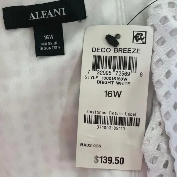 Alfani Women’s White Eyelet Sleeveless Jewel Neck Midi Empire Waist Evening - Picture 4 of 4